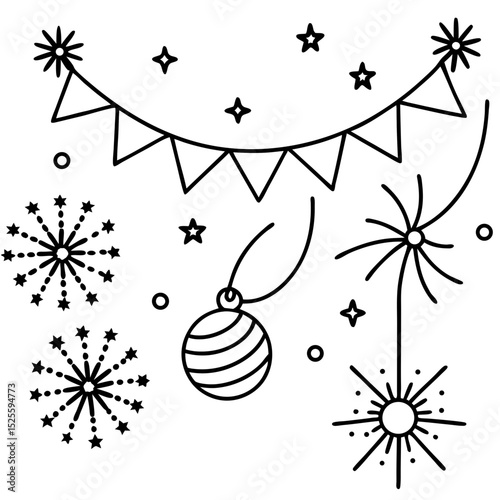 Simple New Year Sparkle Vector on White Background