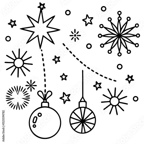 Simple New Year Sparkle Vector on White Background