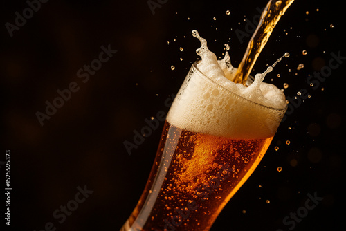 Wallpaper Mural Golden Fizzy Drink Splashing in Glass with Foam and Bubbles Torontodigital.ca