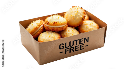 Delicious gluten free coconut macaroons with toasted texture stacked in a kraft box for a healthy snack option