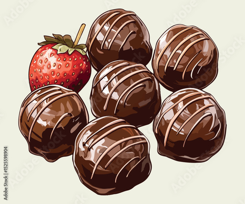 drawn luxury praline strawberry in chocolate