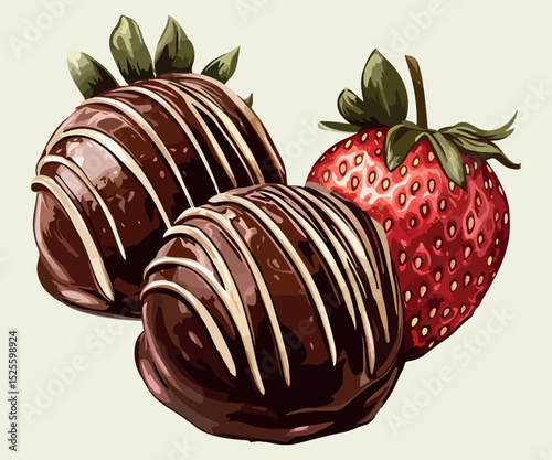 drawn luxury praline strawberry in chocolate