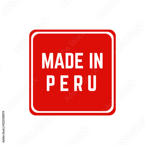 Made in Peru Red Banner Vector – Isolated Peruvian Label Design on White Background
