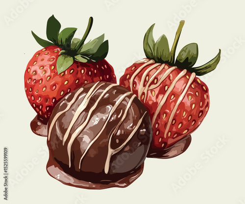 Drawn praline strawberry in chocolate