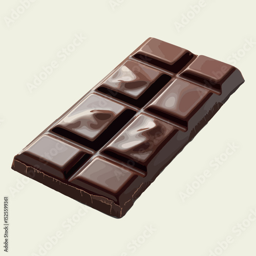 Vector bar of milk chocolate, isolated  on plain background