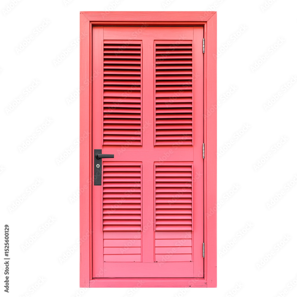 Obraz premium Vibrant Pink Louvered Door in Caribbean Style Reflecting Island Aesthetics and Tropical Vibes