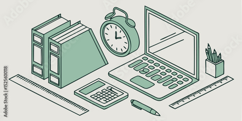 Vector illustration of a modern city business network with a laptop, monitor, and secure online data concept