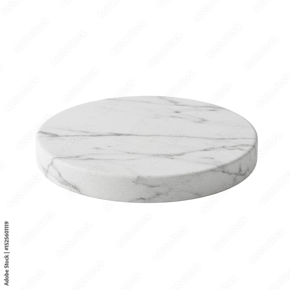 Perfectly circular white marble stone coaster with subtle grey veining and polished surface, isolated on a seamless transparent background with shadowless studio lighting, concept for product showcase Perfectly circular white marble stone coaster with subtle grey veining and polished surface, isolated on a seamless transparent background with shadowless studio lighting, concept for product showcase