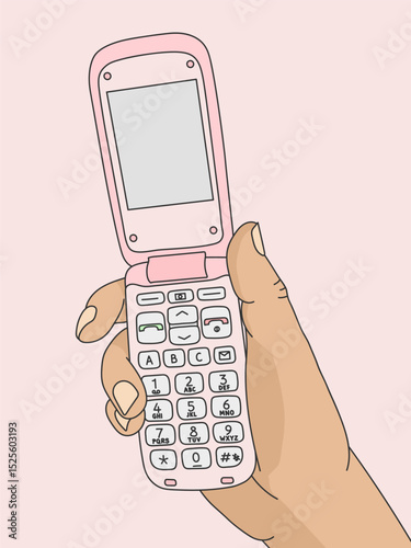 Hand holding smartphone vector illustration
