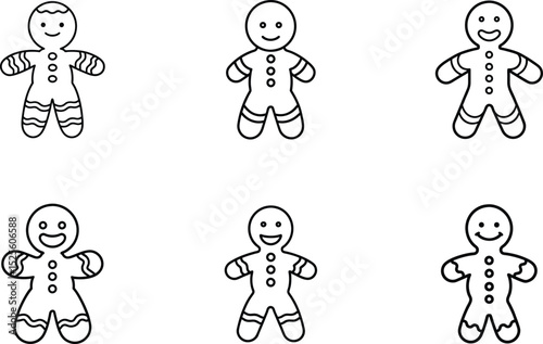 gingerbread man christmas icon vector line artvector