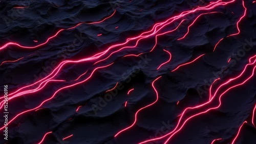 Glowing lines illuminate dark terrain at night creating a mesmerizing visual experience