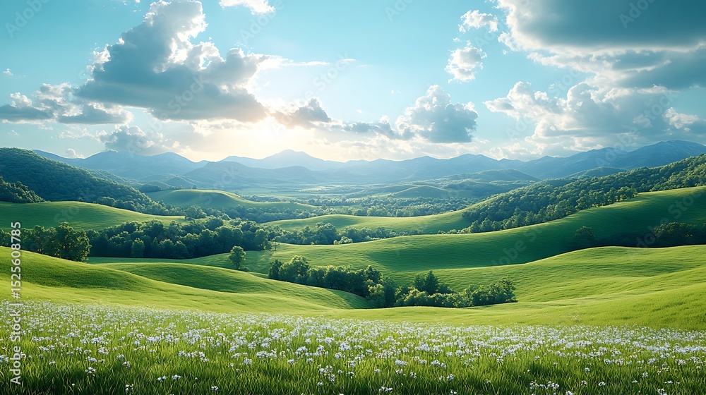 Fototapeta premium Green valley panorama