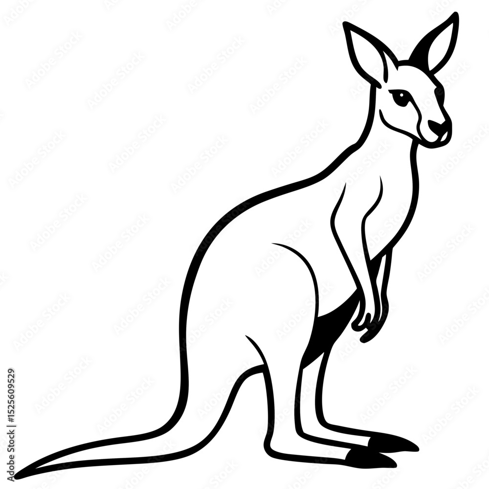 Simple Kangaroo Vector Illustration on White Background Simple Kangaroo Vector Illustration on White Background