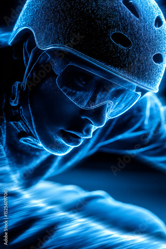 3D model of a skateboarder in motion with smooth motion blur.