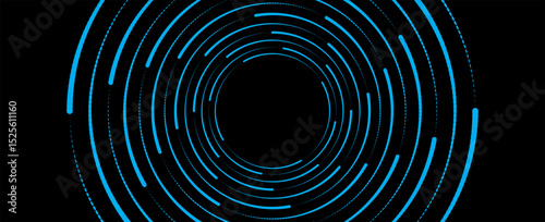 3D blue techno background. Big data visualization on dark space with dotted lines shape decoration. Modern graphic design element dots circle style concept for banner, flyer, card, cover or brochure