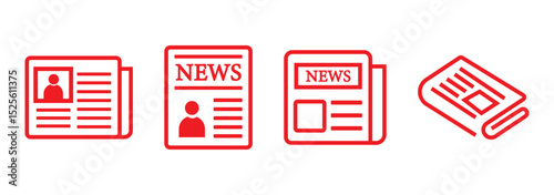 Newspaper icon line art, vector set  newspaper line art elegant minimalist newspaper sketch