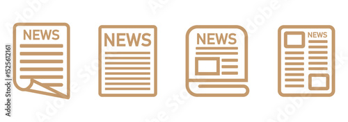 newspaper line art vector illustration . 
Newspaper and media outline icons set – flat, line, journalism and press symbols