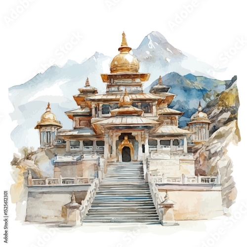 Sacred Sites, watercolor clipart vector, high quality, isolated on a white background.