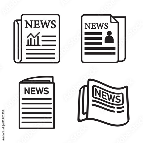 Newspaper vector icon  Newspaper icon with lines and headlines indicating printed news.