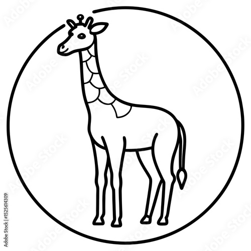 Minimal Giraffe Icon – Vector on White Background