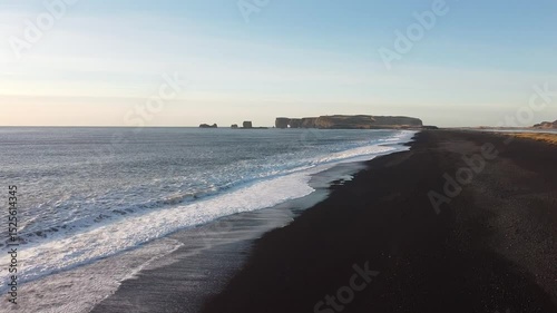 Aerial Drone Footage of Iceland’s Black Sand Beach | Dramatic Volcanic Coastline & Ocean Waves