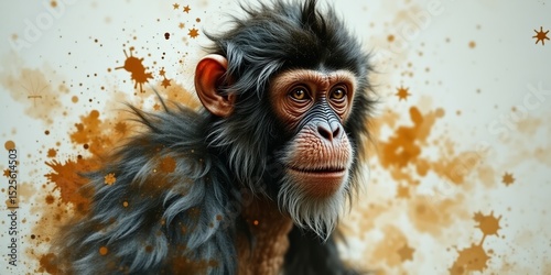 Watercolor Monkey Art Design for Backgrounds