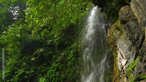 day time kuala lumpur area famous temple waterfall slow motion panorama 4k 