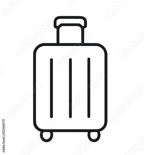 Simple luggage icon with wheels and handle in minimalist design  