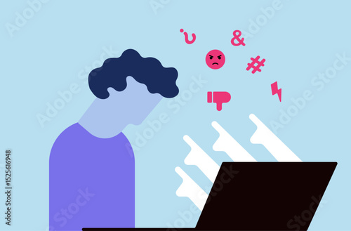 Online social media trolling and hate messages illustration