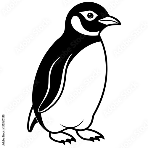 Simple Penguin Vector on White Background
