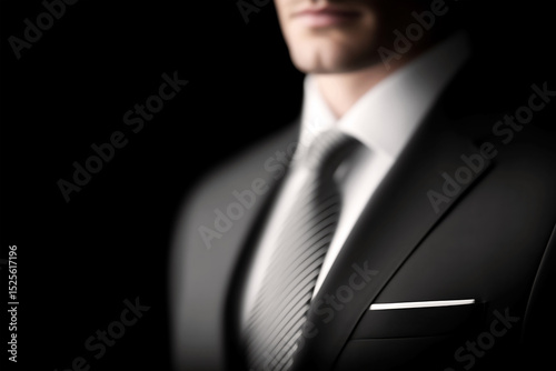 Businessman in Suit and Tie on Black Background