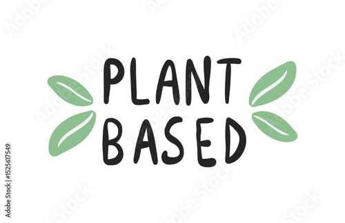 Plant based - lettering vector isolated on white background