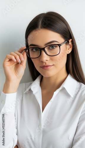 portrait of a young business woman posing with glasses