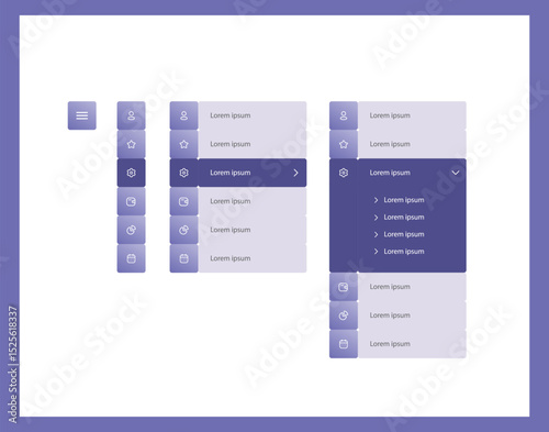 Vector illustration of navigation menu. Vertical vector menu. UI element