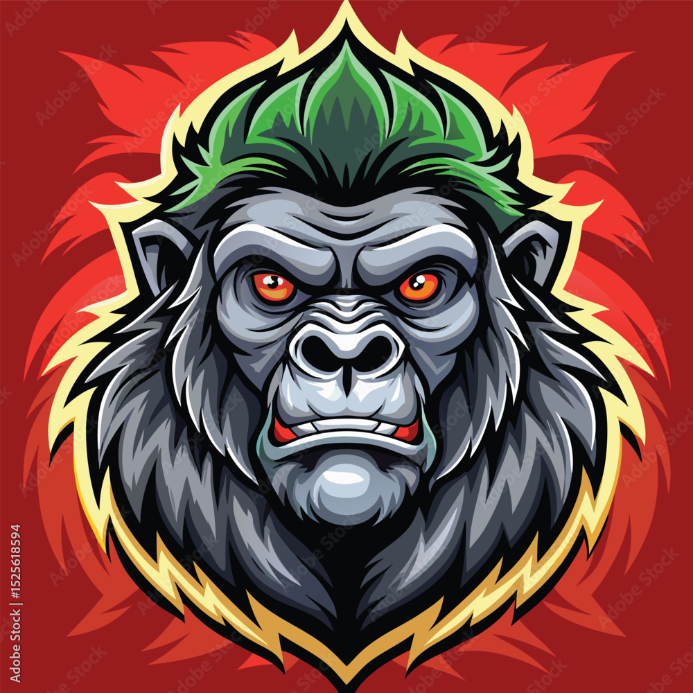 Obraz premium Angry Gorilla with Green Mohawk