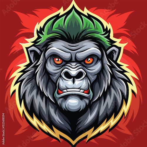 Angry Gorilla with Green Mohawk