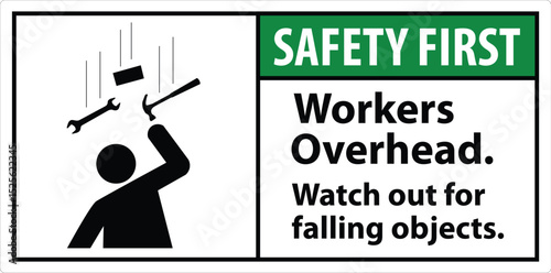 Danger Falling Objects Sign. Caution Falling Objects sign, logo, badge, icon, sticker, label, emblem, stamp, symbol, black, line, flat vector, isolated illustration. 