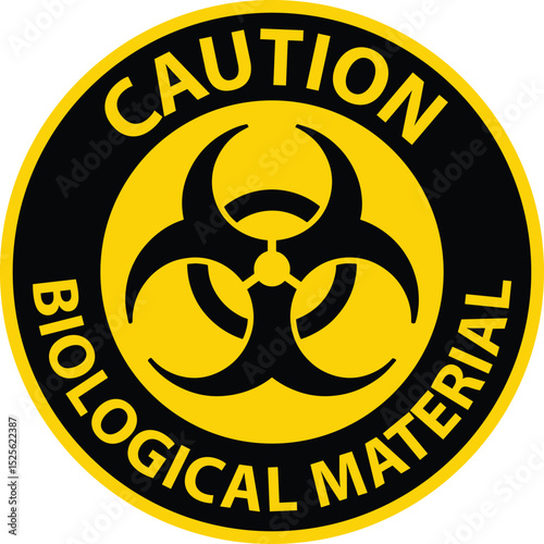 Caution Biohazard Label, Biohazard Sharps. Biohazard sign, logo, badge, icon, sticker, label, emblem, stamp, symbol, black, line, flat vector, isolated illustration.