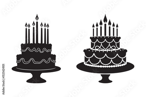 Birthday Cake Silhouettes with Candles
