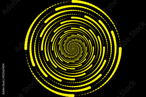 3D yellow techno background. Big data visualization on dark space with dotted lines shape decoration. Modern graphic design element dots circle style concept for banner, flyer, card, cover or brochure
