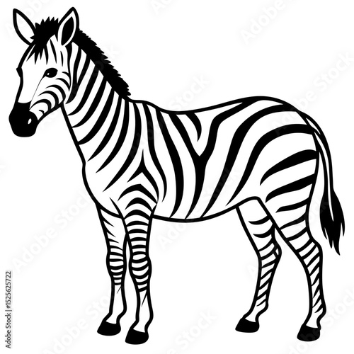 Minimal Zebra Vector on White Background