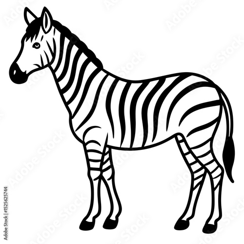 Minimal Zebra Vector on White Background