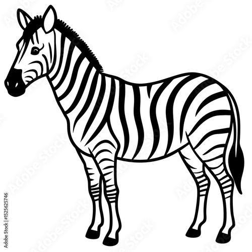 Minimal Zebra Vector on White Background