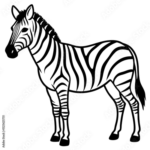 Minimal Zebra Vector on White Background