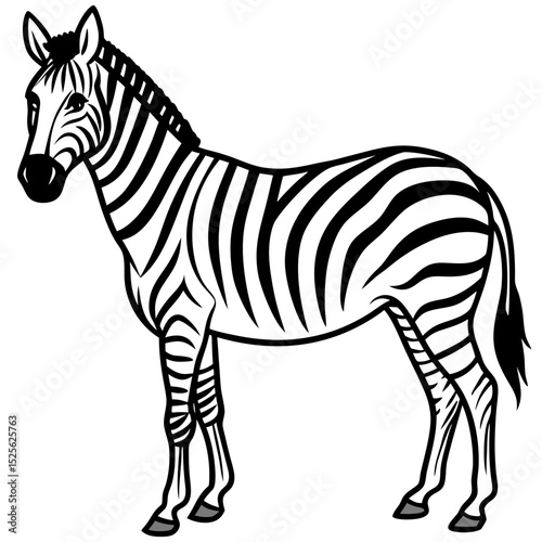 Minimal Zebra Vector on White Background