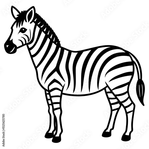Minimal Zebra Vector on White Background