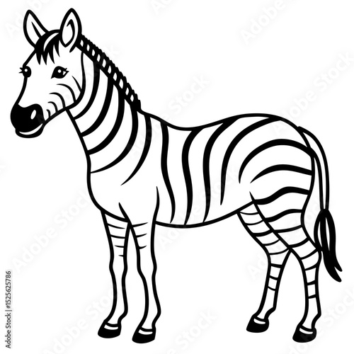 Minimal Zebra Vector on White Background
