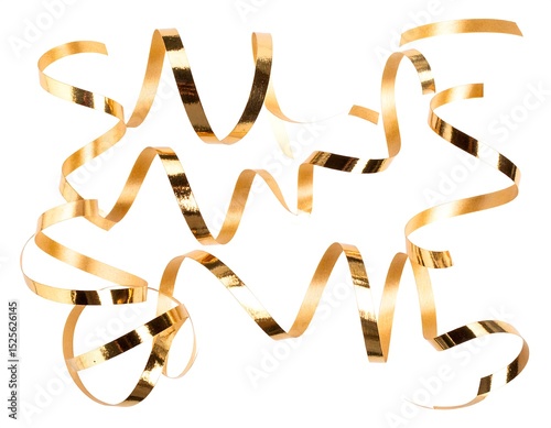 Gold streamers on white
