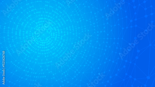 Technology abstract background. Dots connected by lines. Minimalist mesh backdrop. Abstract polygonal radial shape. Plexus circles.