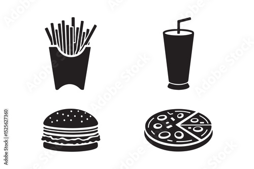 Fast Food Silhouettes Set